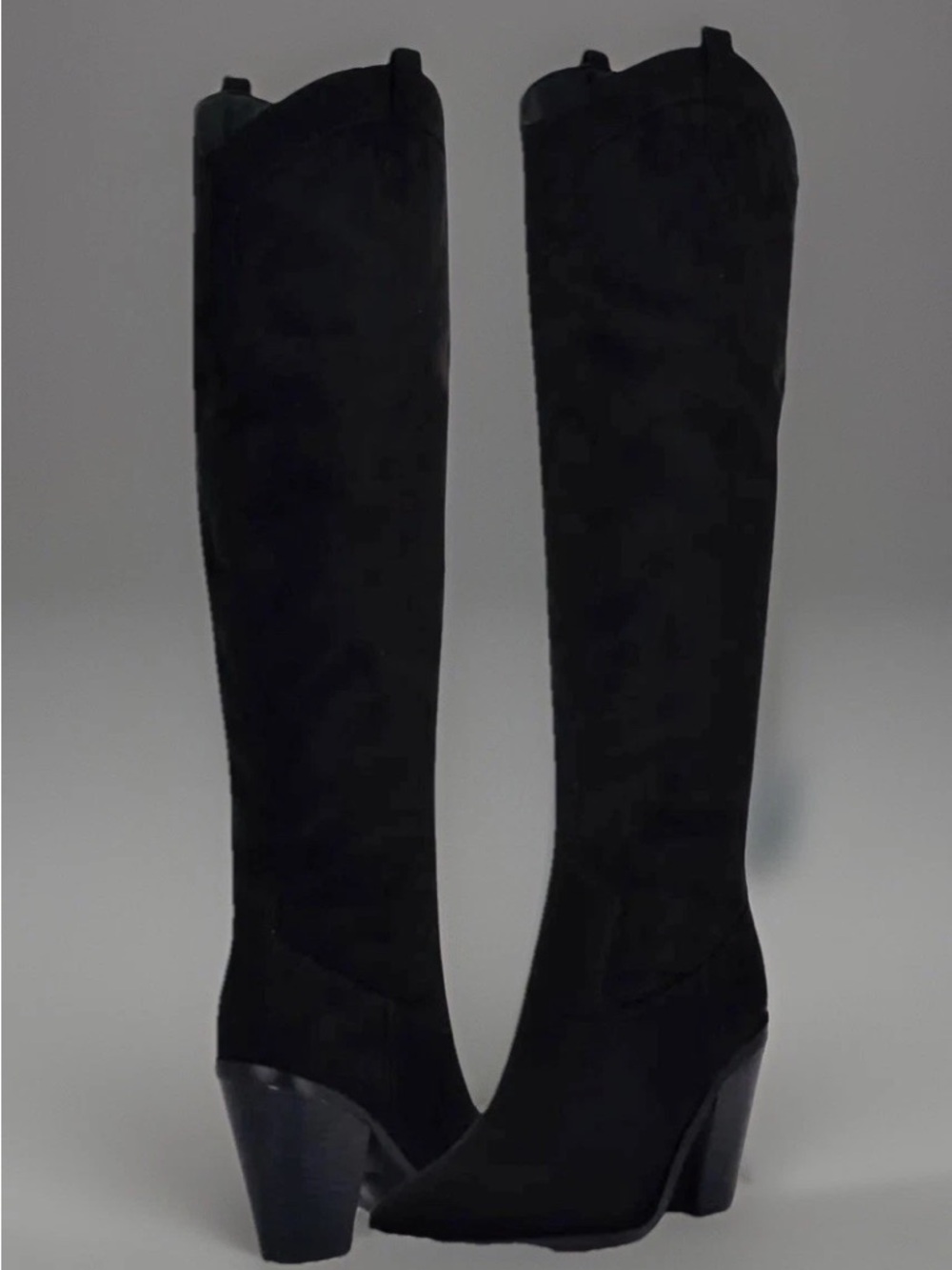 NIB Nine West Size 7.5M Women’s Black Suede Cowboy Boots Pointed Toe Women’s - Picture 2 of 4